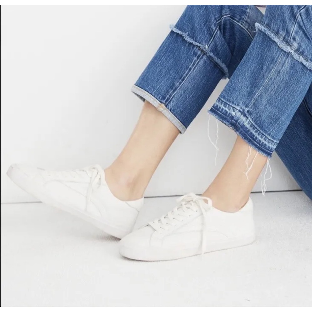 Madewell Women's Sidewalk Low-Top white Sneakers in Leather Size 10 L3243 NWOT